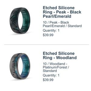 Enso - Two size 10 men’s Silicone Rings - Black and Green